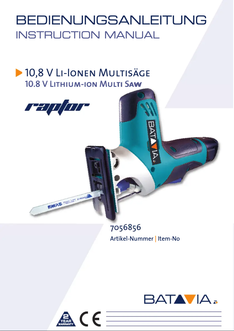 Image de la première page du manuel de l'appareil Raptor