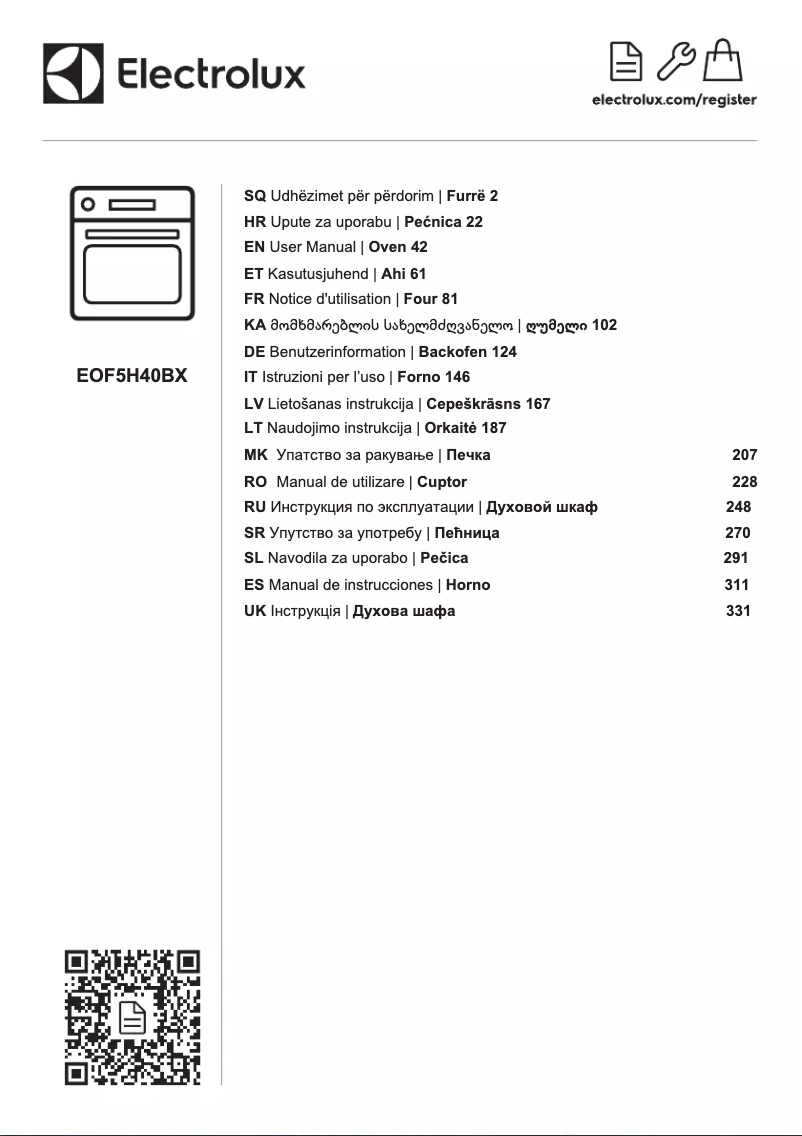 Page n°1 - Manuel utilisateur Electrolux EOF5H40BX