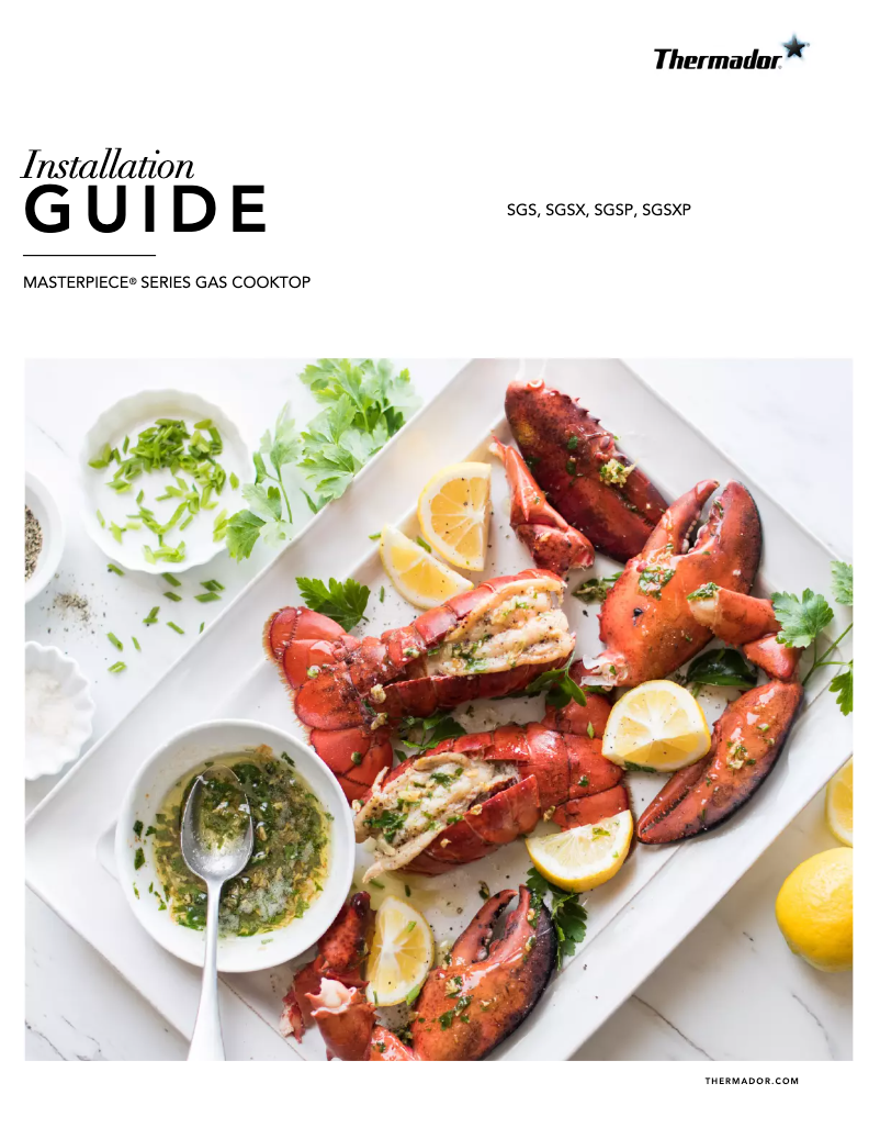 Page 1 de la notice Guide d'installation Thermador SGSP365TS