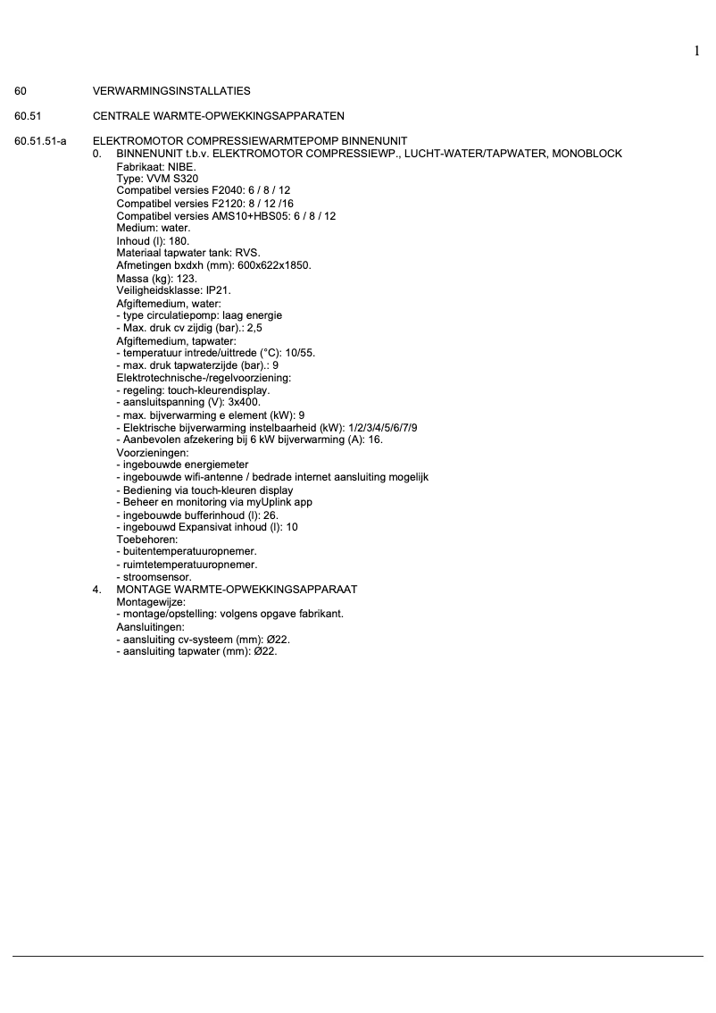 Page 1 de la notice Guide d'installation Nibe VVM S320