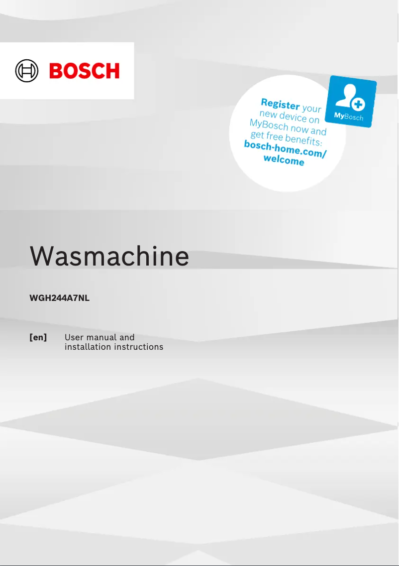 Page n°1 - Manuel utilisateur Bosch WGH244A7NL