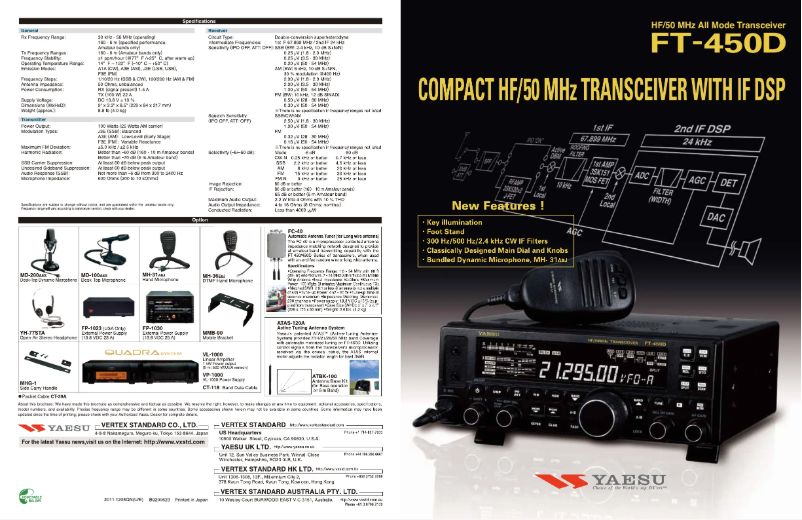 Página 1 del manual Folleto Yaesu FT-450D
