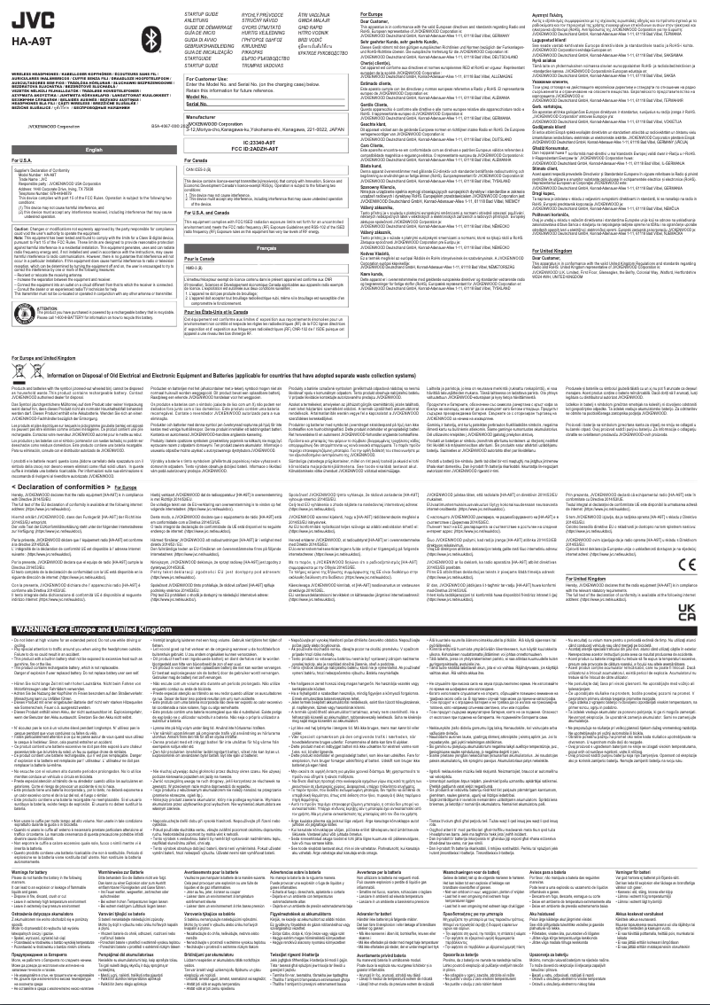 Page n°1 - Manuel utilisateur JVC HA-A9T