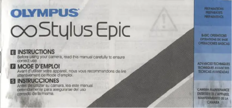 Page 1 de la notice Manuel utilisateur Olympus Infinity Stylus Epic