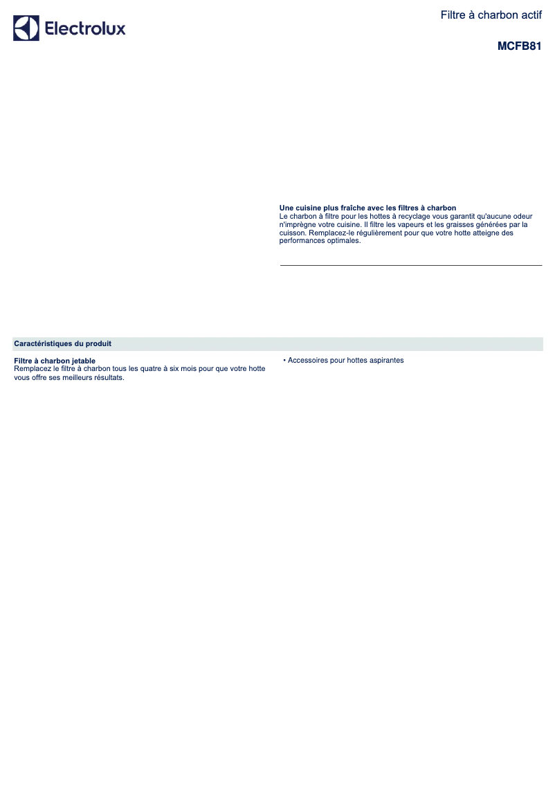 Page 1 de la notice Manuel utilisateur Electrolux MCFB81
