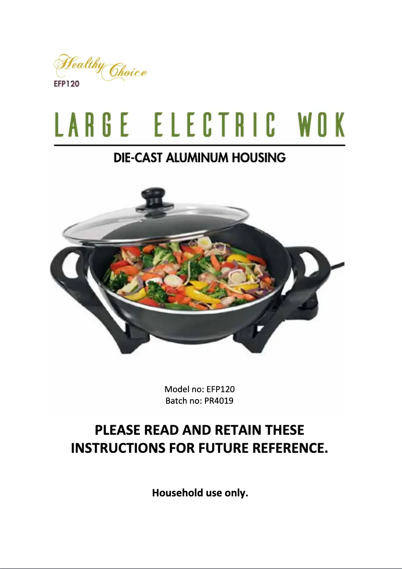 Page n°1 - Manuel utilisateur Healthy Choice EFP120