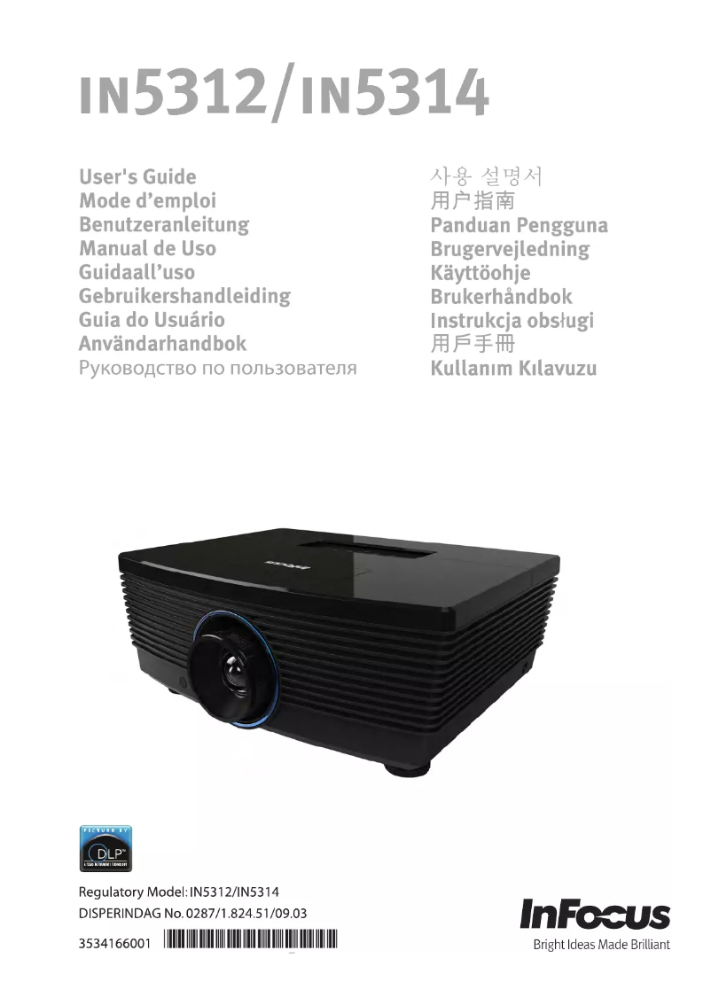 Page 1 de la notice Manuel utilisateur InFocus IN5314 data projector