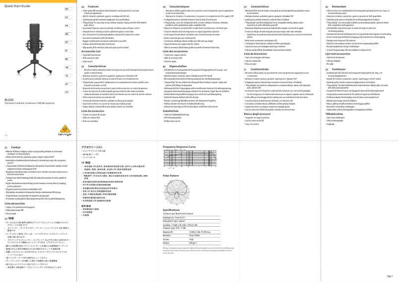 Page n°1 - Manuel utilisateur Behringer BU200