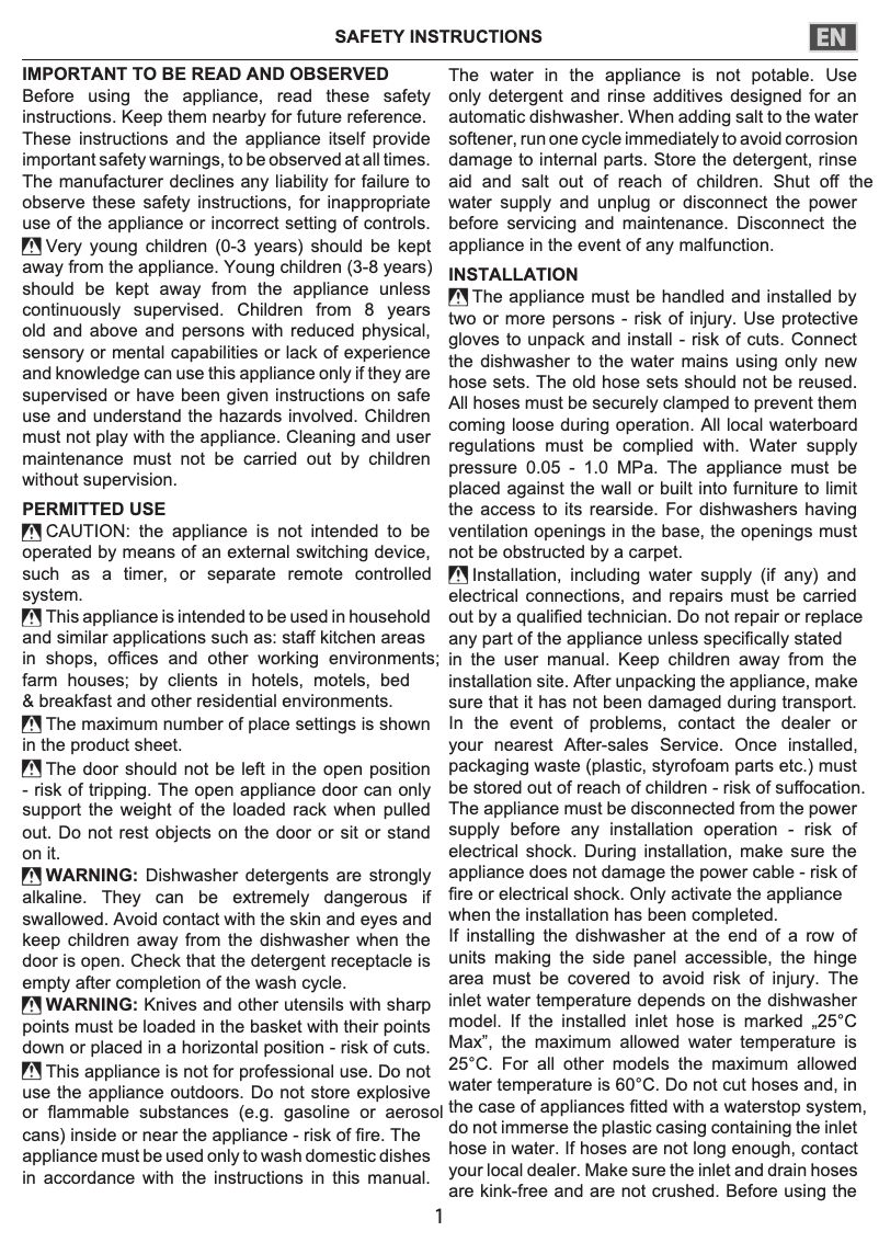 Página 1 del manual Instrucciones de seguridad Whirlpool WIC 3C34 PFE S