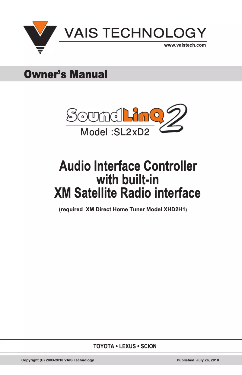 Image de la première page du manuel de l'appareil SoundLinQ2 SL2XD2