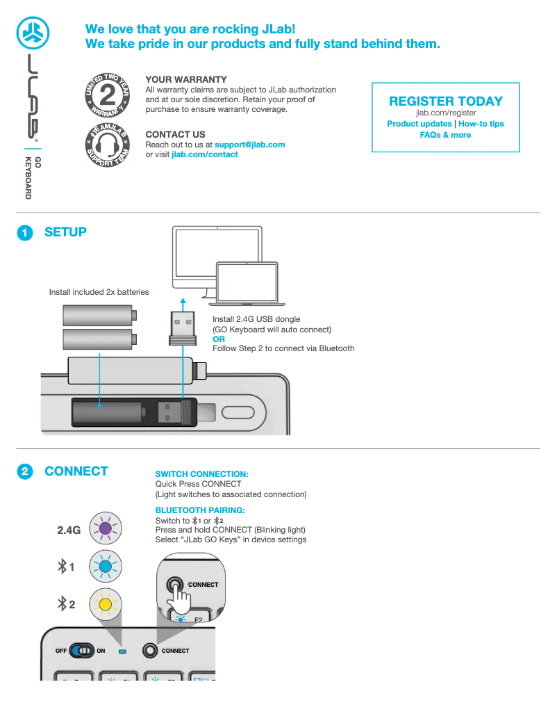 Page 1 de la notice Manuel utilisateur JLab GO Keyboard