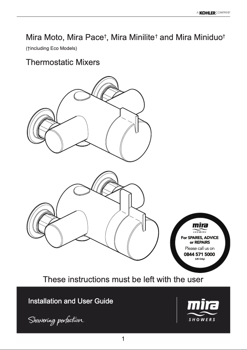 Page 1 de la notice Manuel utilisateur Mira Miniduo BIR