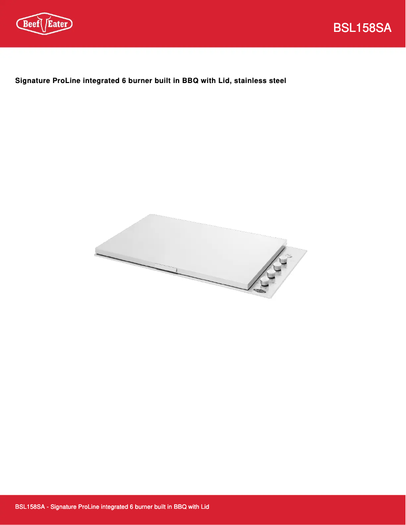 Page 1 de la notice Fiche technique BeefEater Signature Proline BSL158SA
