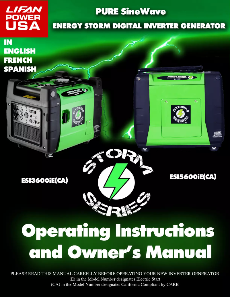 Image de la première page du manuel de l'appareil Energy Storm 3600iE