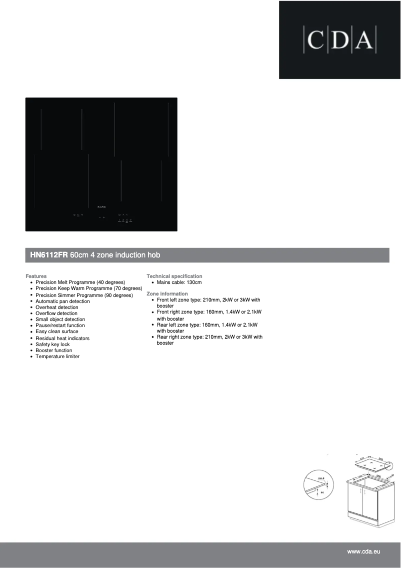 Page 1 de la notice Fiche technique CDA HN6112FR