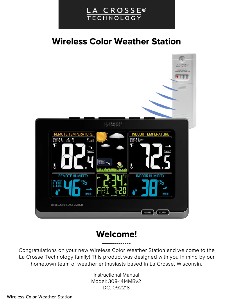 Image de la première page du manuel de l'appareil 308-1414MBV3