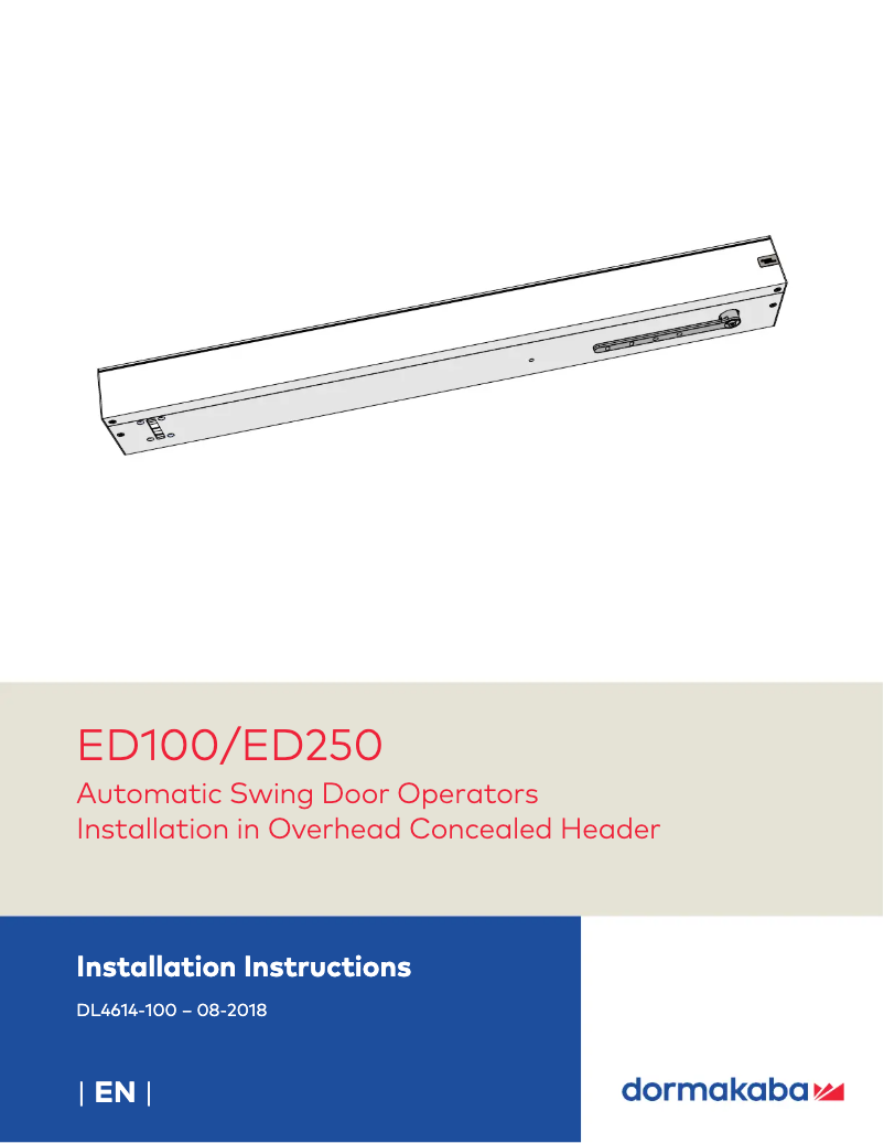 Page 1 de la notice Manuel utilisateur Dormakaba ED50