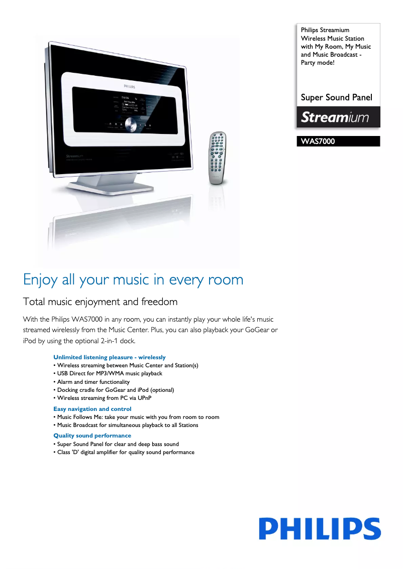 Image de la première page du manuel de l'appareil WAS7000