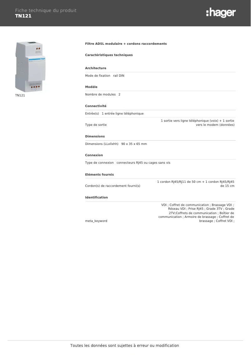 Image de la première page du manuel de l'appareil TN121
