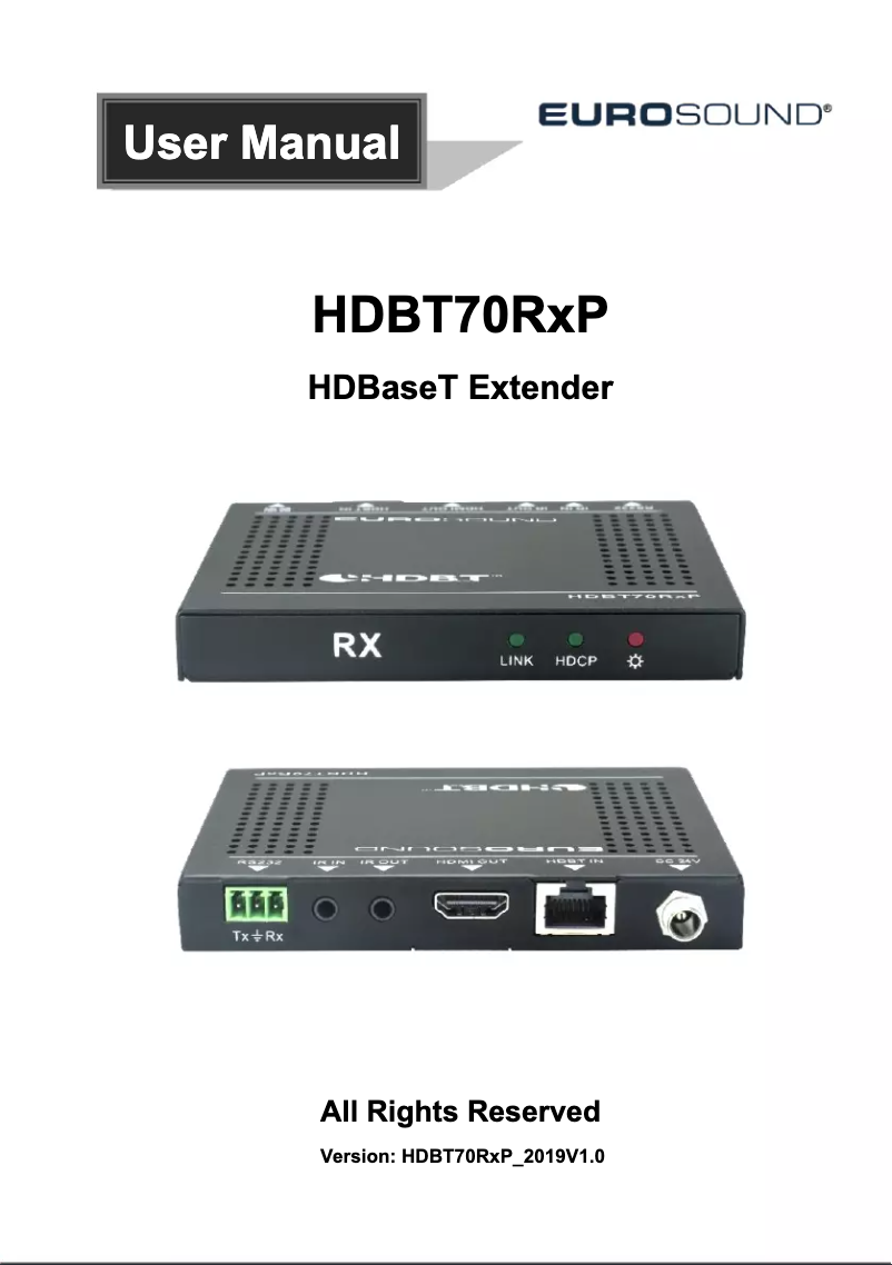 Image de la première page du manuel de l'appareil HDBT70RxP