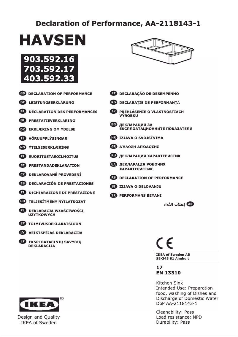 Image de la première page du manuel de l'appareil HAVSEN