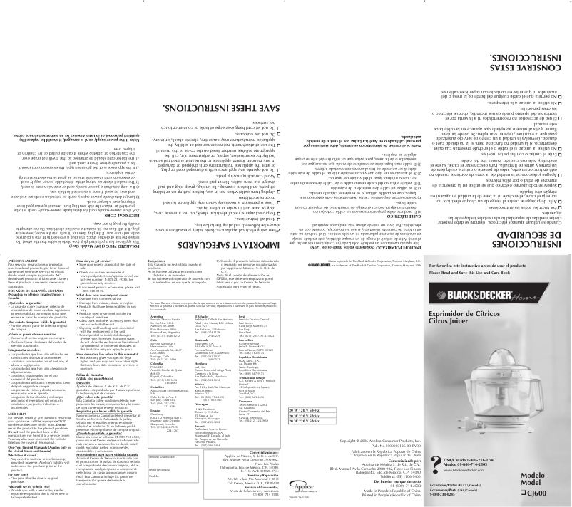 Page 1 de la notice Manuel utilisateur Black & Decker CJ600