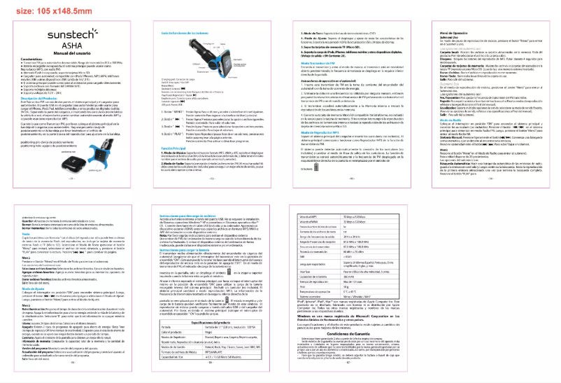 Page n°1 - Manuel utilisateur Sunstech Asha