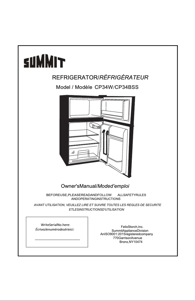 Page 1 de la notice Manuel utilisateur Summit CP34W
