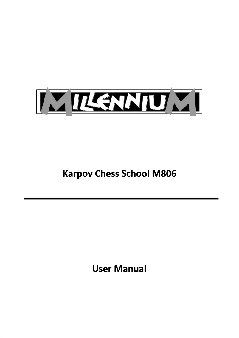 Page n°1 - Manuel utilisateur Millennium Karpov Chess School M806