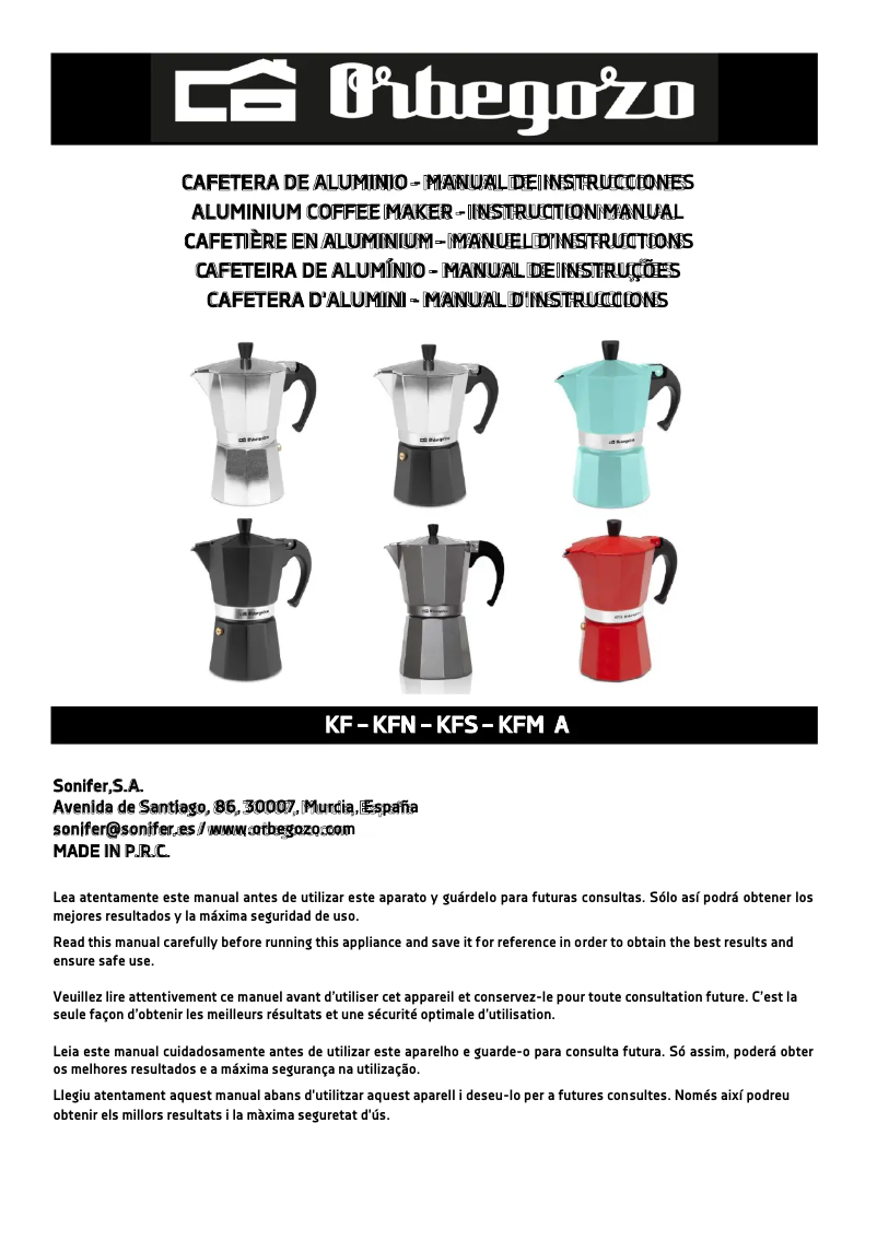 Page 1 de la notice Manuel utilisateur Orbegozo KF 900
