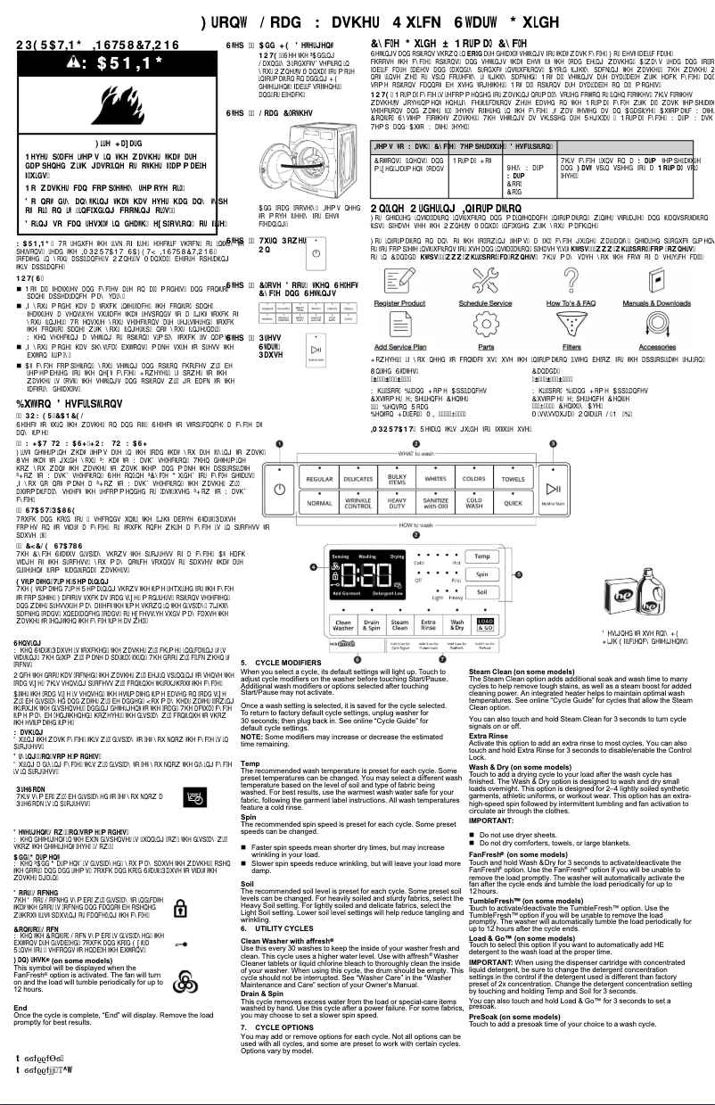 Página 1 del manual Guía de inicio rápido Whirlpool WFW5605MC