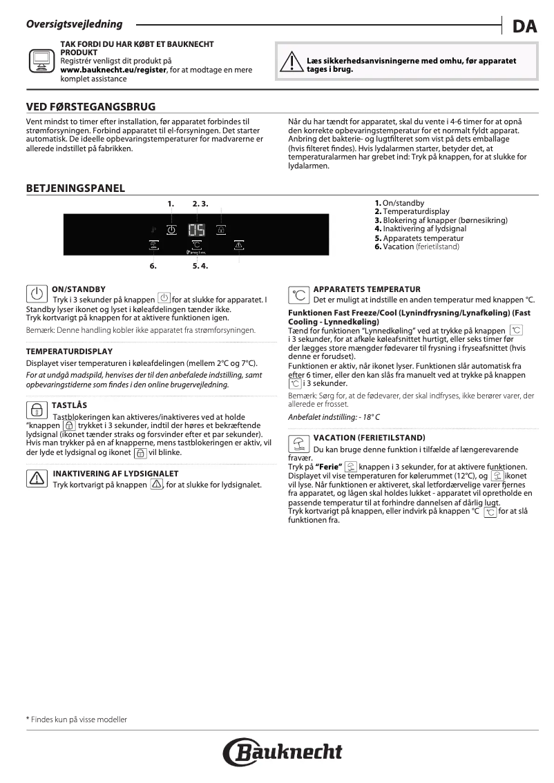 Page 1 de la notice Manuel utilisateur Bauknecht KSI 12VF3