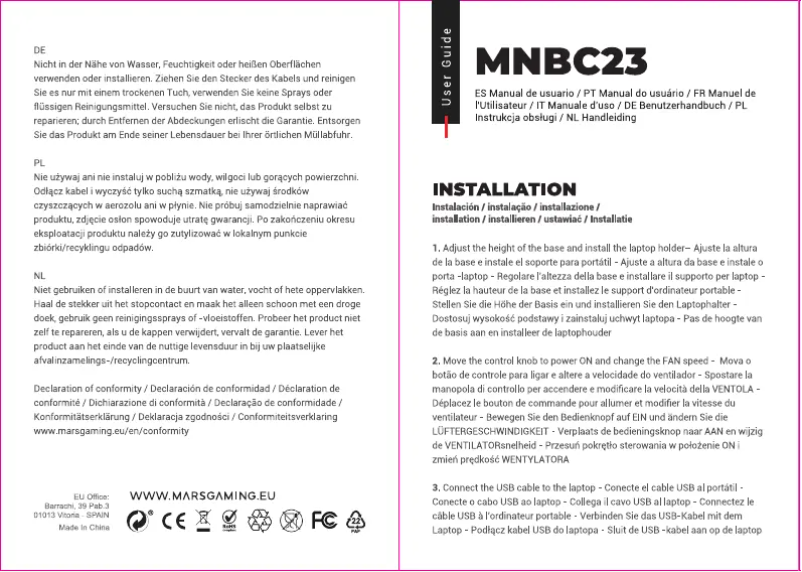 Page 1 de la notice Manuel utilisateur Mars Gaming MNBC23