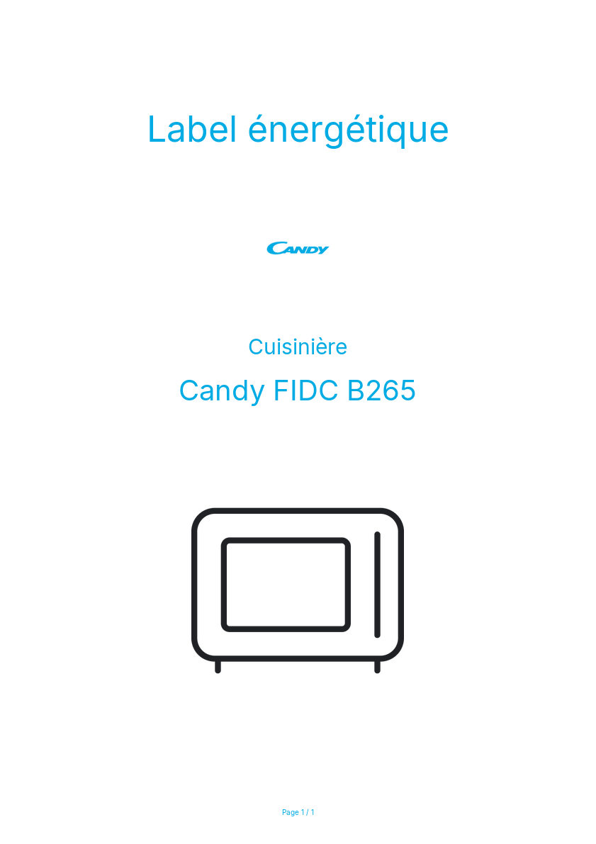 Page n°1 - Label énergétique Candy FIDC B265
