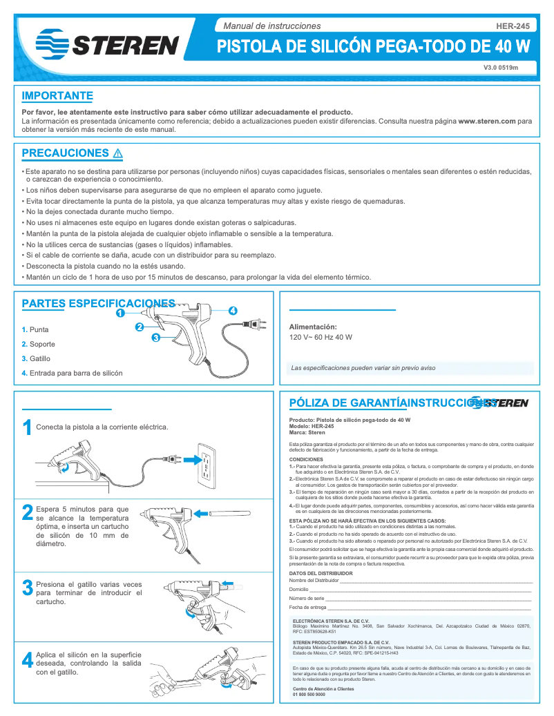 Page n°1 - Manuel utilisateur Steren HER-245