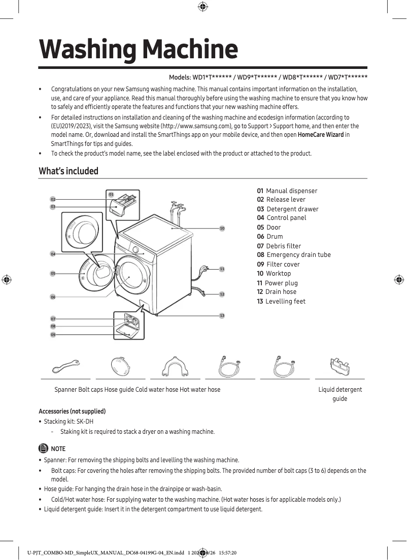 Image de la première page du manuel de l'appareil WD90T754DBH