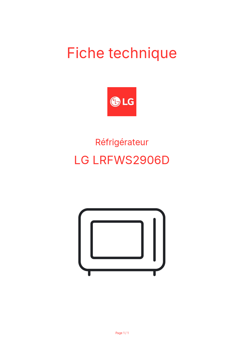 Page n°1 - Fiche technique LG LRFWS2906D