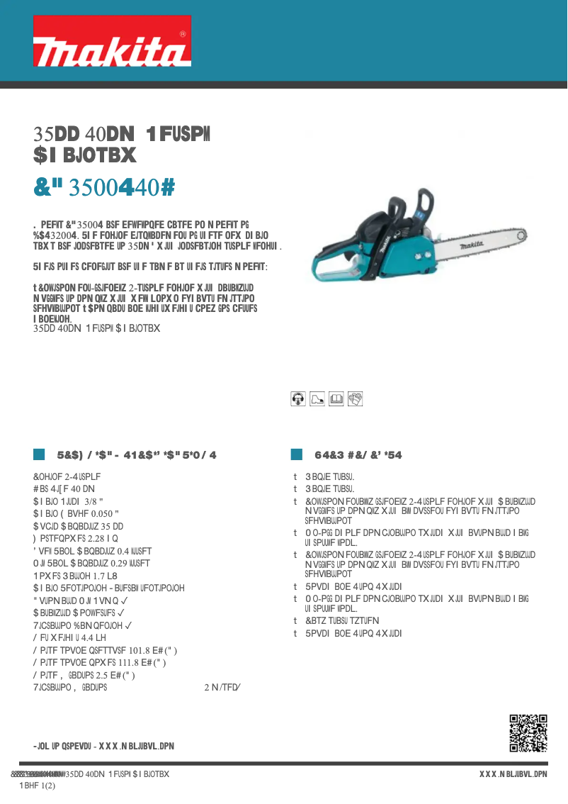 Page 1 de la notice Fiche technique Makita EA3500S40B