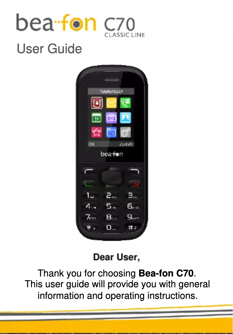 Page 1 de la notice Manuel utilisateur Bea-fon C70