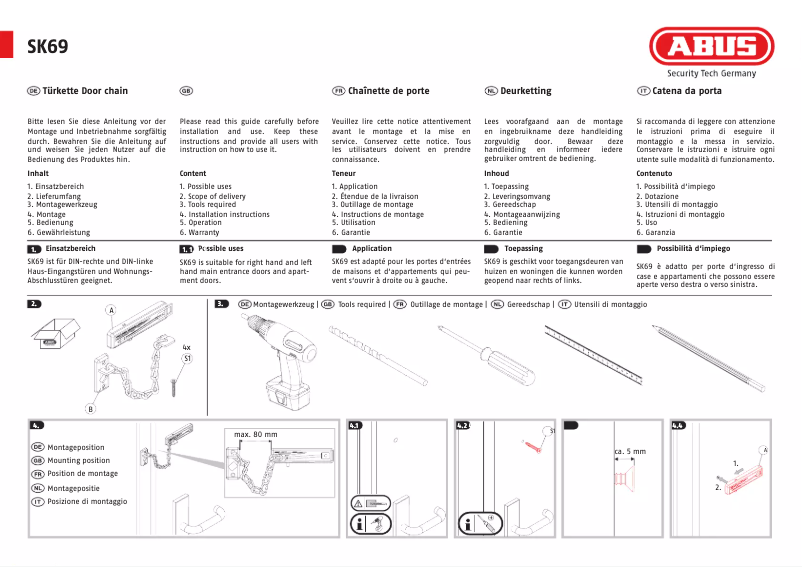 Page n°1 - Instructions / montage Abus SK220