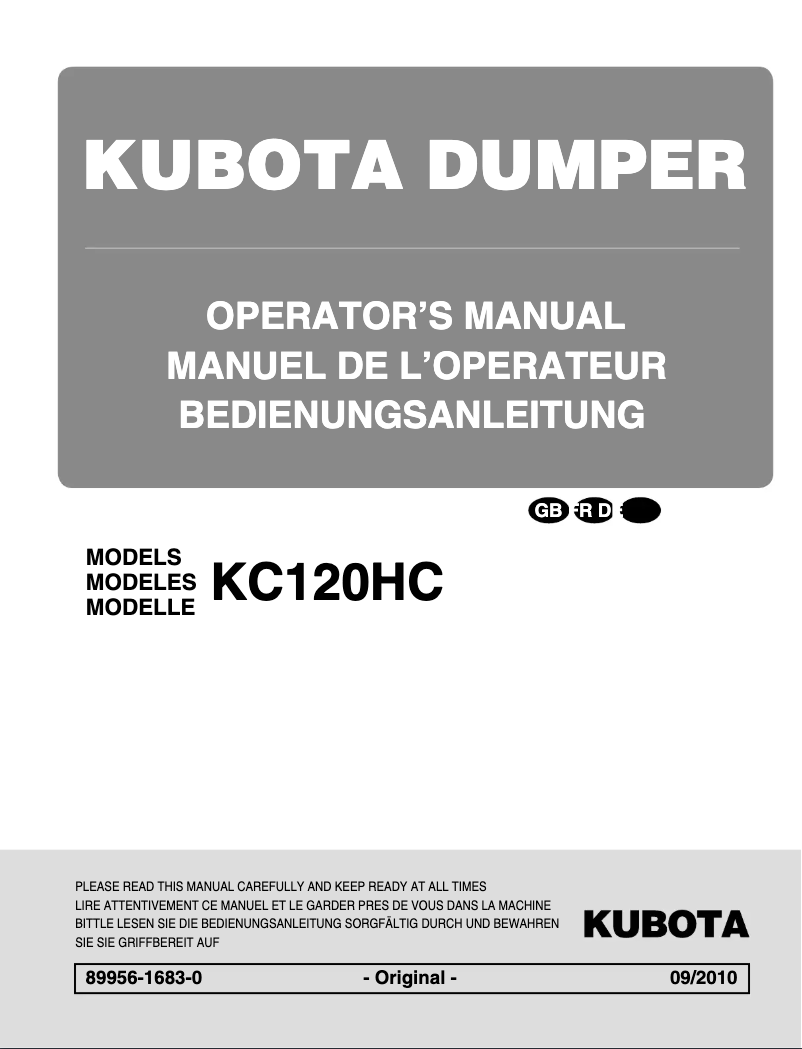 Page 1 de la notice Manuel utilisateur Kubota KC120HC