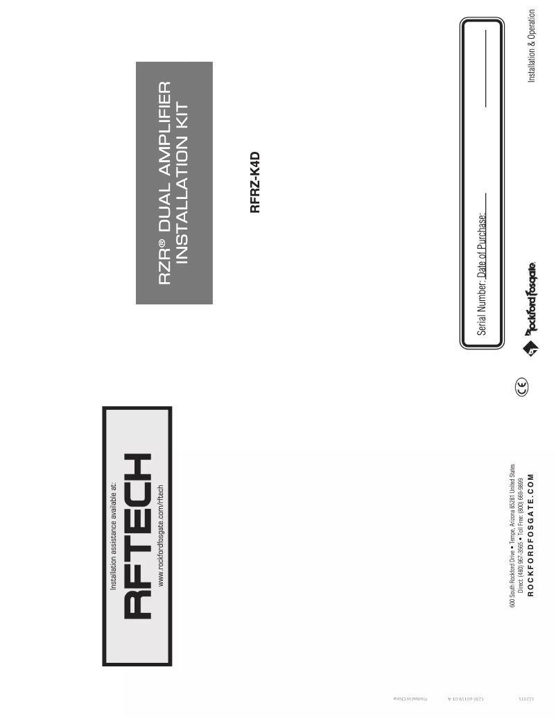 Page n°1 - Manuel utilisateur Rockford Fosgate RFRZ-PMXWH1