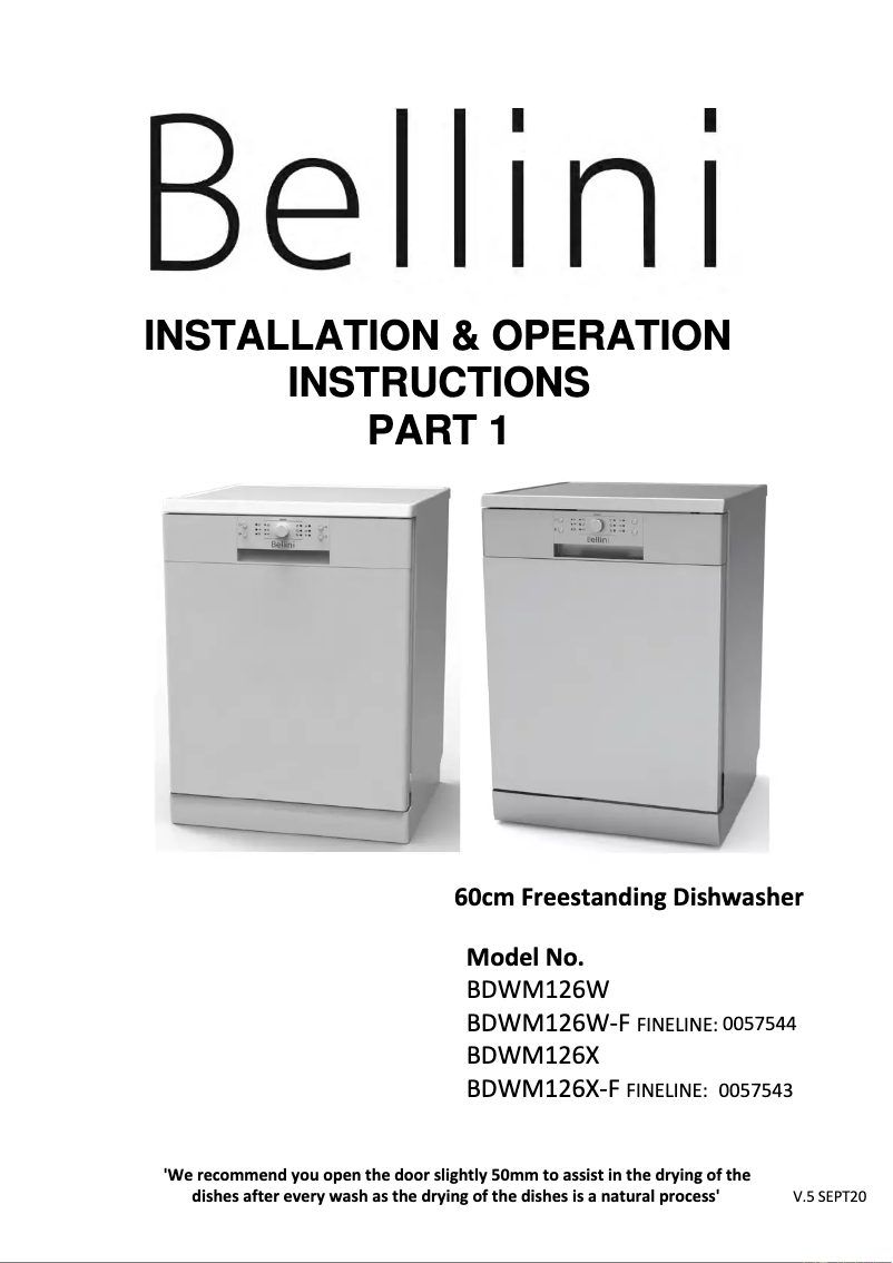 Page n°1 - Manuel utilisateur Bellini BDWM126X-F