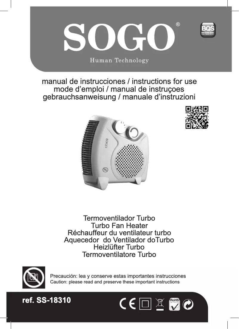 Page 1 de la notice Manuel utilisateur Sogo CAL-SS-18310