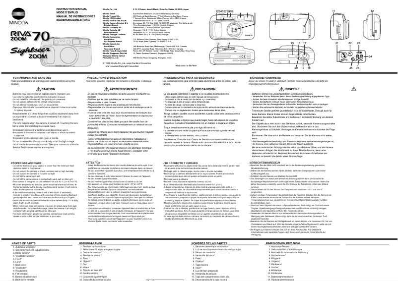 Page 1 de la notice Manuel utilisateur Konica Minolta Riva Zoom 70