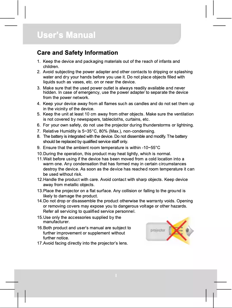 Page 1 de la notice Manuel utilisateur Aiptek MobileCinema i55