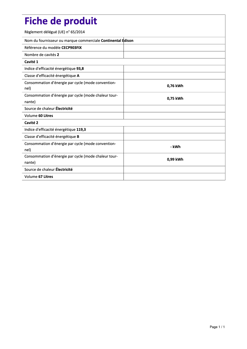 Image de la première page du manuel de l'appareil CECP903FB