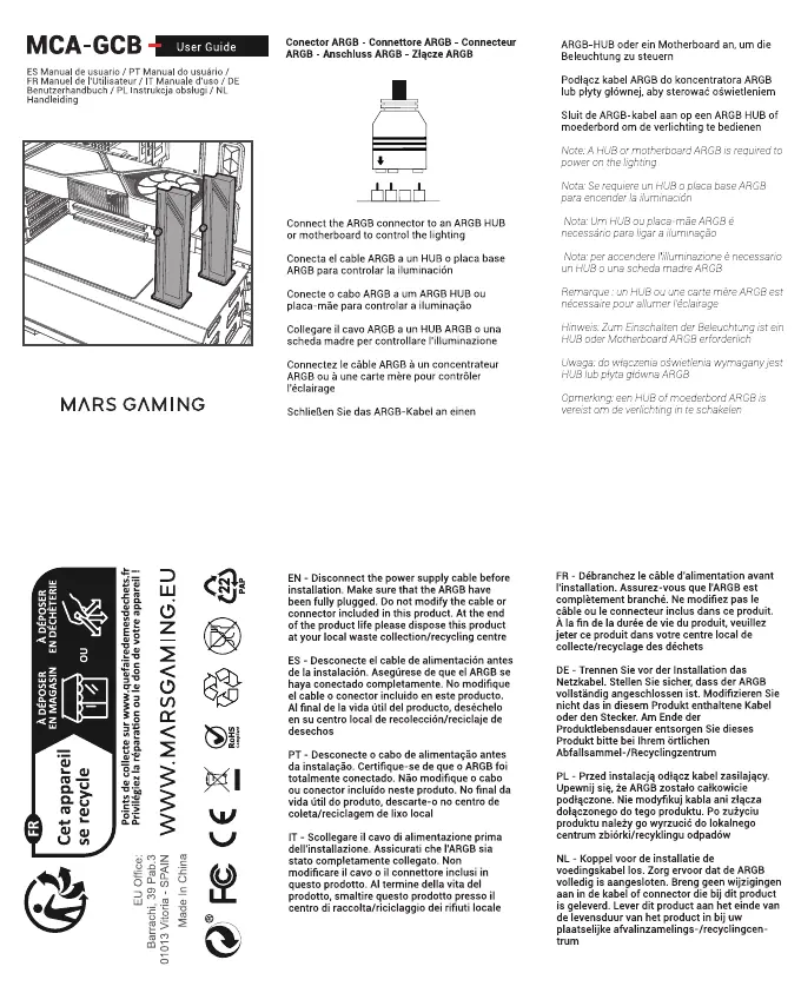 Page 1 of the manual User Manual Mars Gaming MCA-GCB