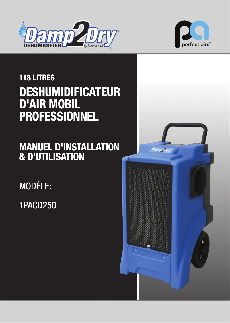 Page 1 de la notice Manuel utilisateur Perfect Aire 1PACD250