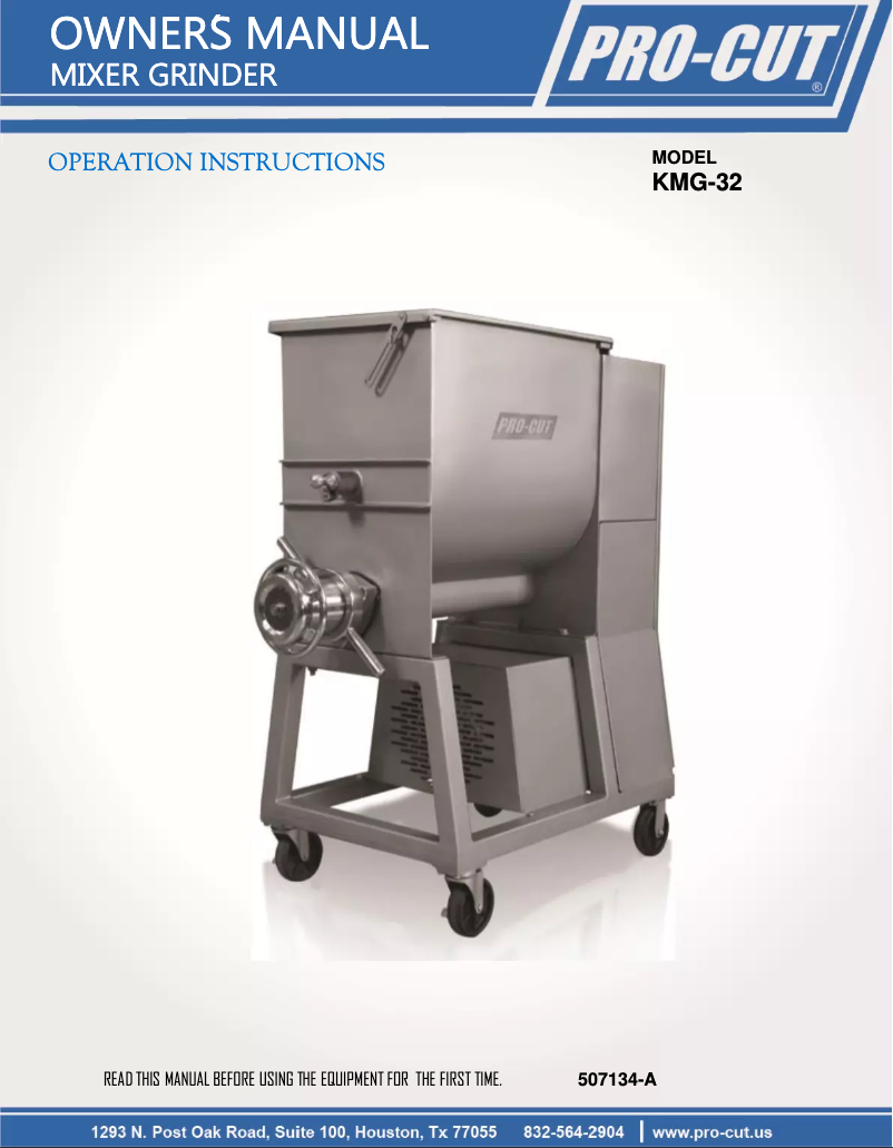 Page n°1 - Manuel utilisateur Pro-Cut KMG-32